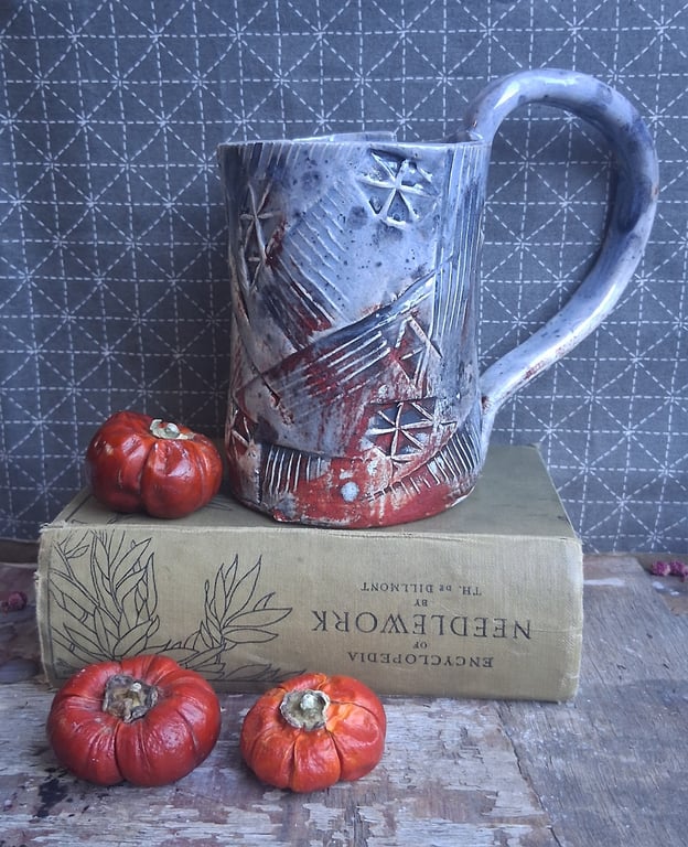 Coffee mug abstract geometric Ceramic handmade ready to ship