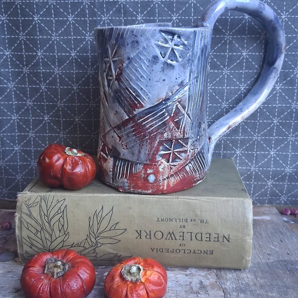 Coffee mug abstract geometric Ceramic handmade ready to ship