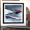 Let It Snow Blank Handpainted Greetings Card Or Xmas Gift Scandi Style Painting