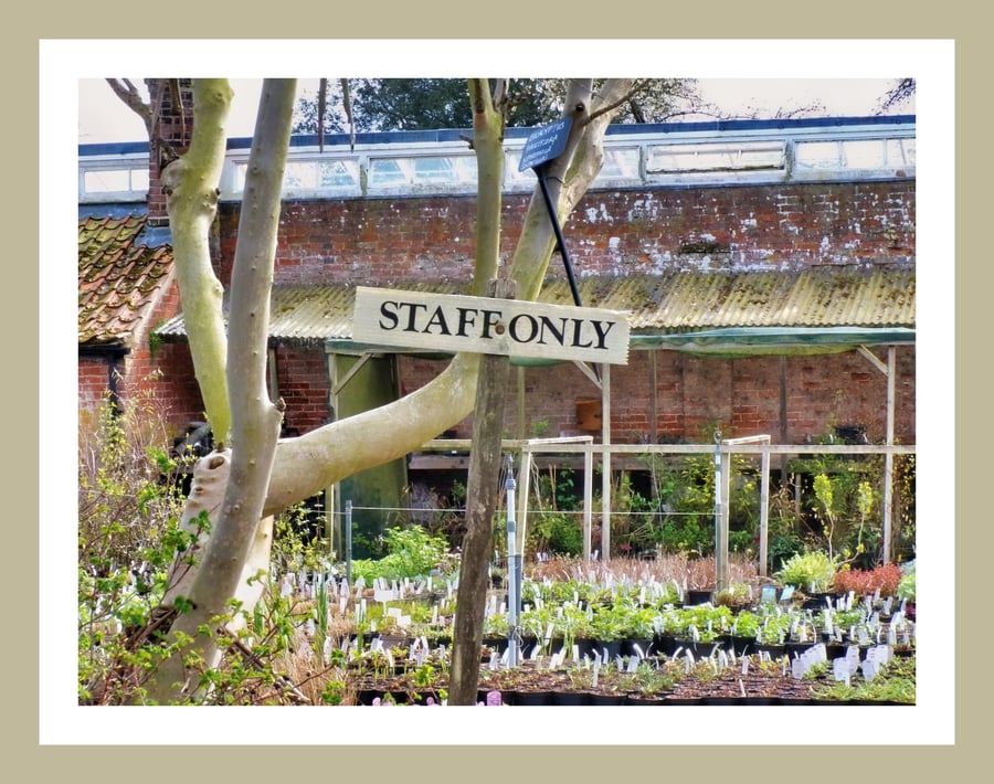 Staff Only West Acre Gardens Norfolk Greeting Card A5