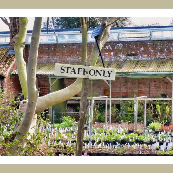 Staff Only West Acre Gardens Norfolk Greeting Card A5