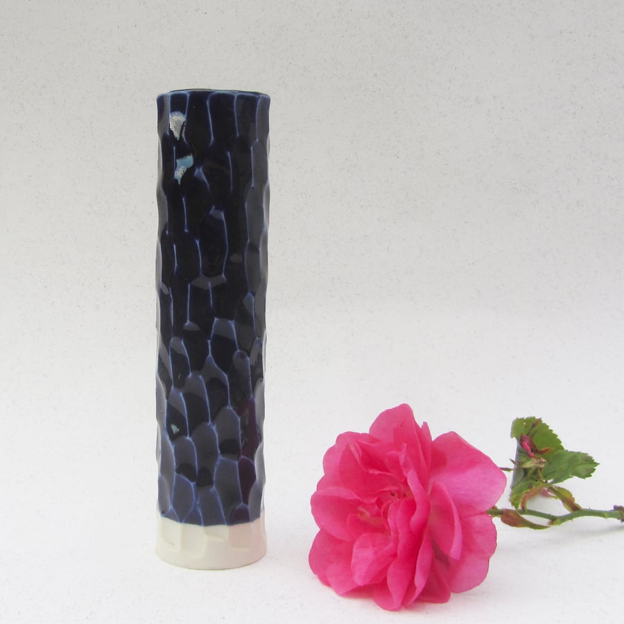 Cobalt blue porcelain bud vase