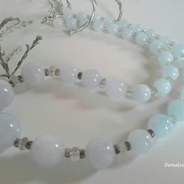 AA Grade Statement Aquamarine Sterling Silver Necklace