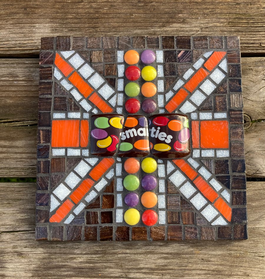 Mosaic Square Smarties Chocolate Union Flag Wall Hanging 