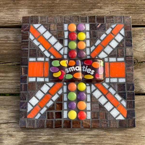 Mosaic Square Smarties Chocolate Union Flag Wall Hanging 