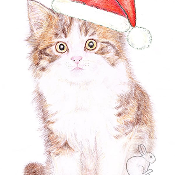 Tilly the Kitten - Christmas Hat Card