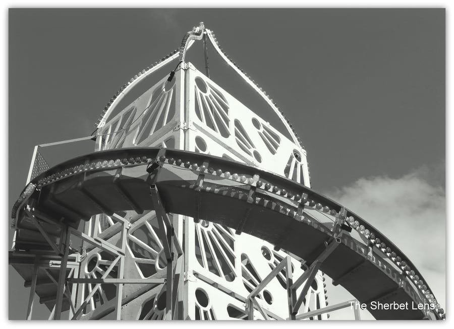 Helter Skelter. A monochrome print measuring 20cm x 25cm. (8 x 10 inches) 