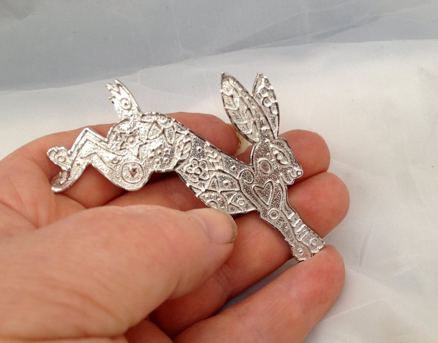 Magical pewter Hare brooch