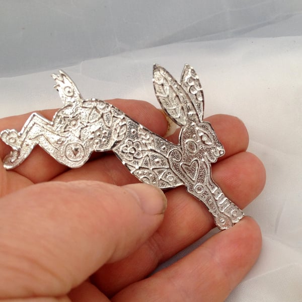 Magical pewter Hare brooch