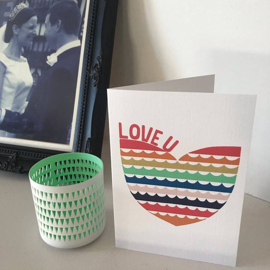 'Love U Rainbow Heart' Valentine card