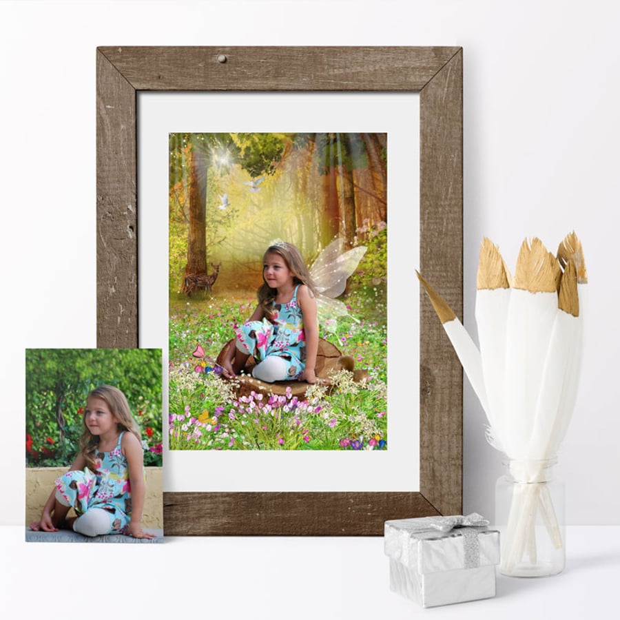 Woodland Clearing, Fantasy Fairy Portrait custom photo art