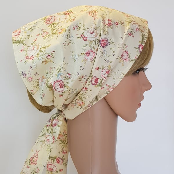 Self tie wide hair bandanna cotton hed covering for women head scarf head wear