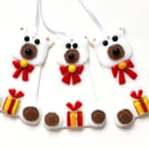 Polar bear fused glass Christmas decoration 
