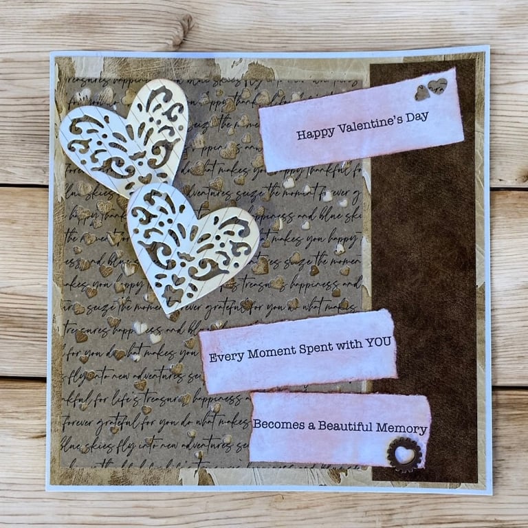 Valentine’s Card – Leather Effect & Die-Cut Heart Design With a Steampunk Vibe