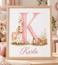 Personalised Pink Horse & Pony Print – A4 Girls Bedroom Wall Art