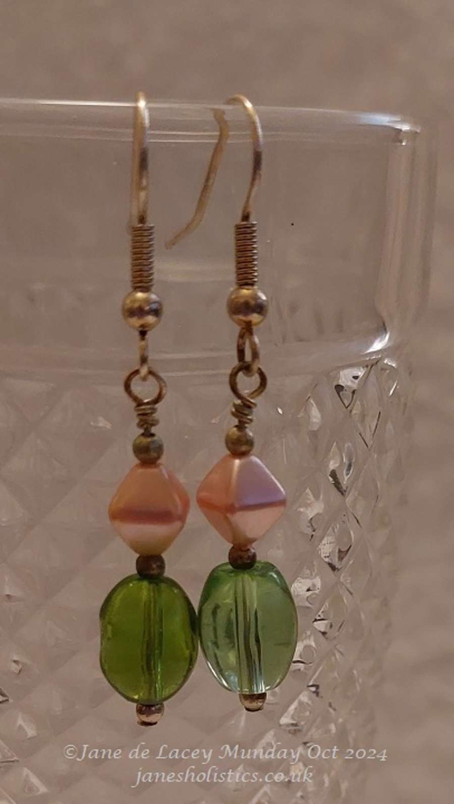 Pink and Green Drop Earrings