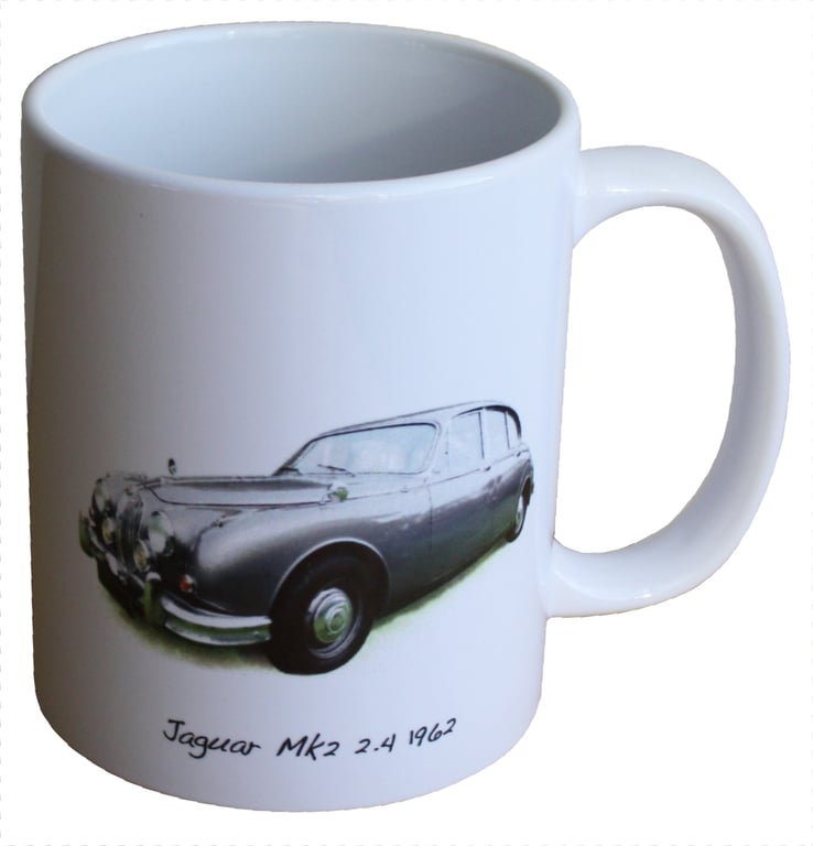 Jaguar Mk2 2.4 1962 (Grey) - 11oz Ceramic Mug 