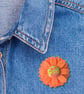 Daisy Brooch, Orange Flower, Felt Flower - Image 3
