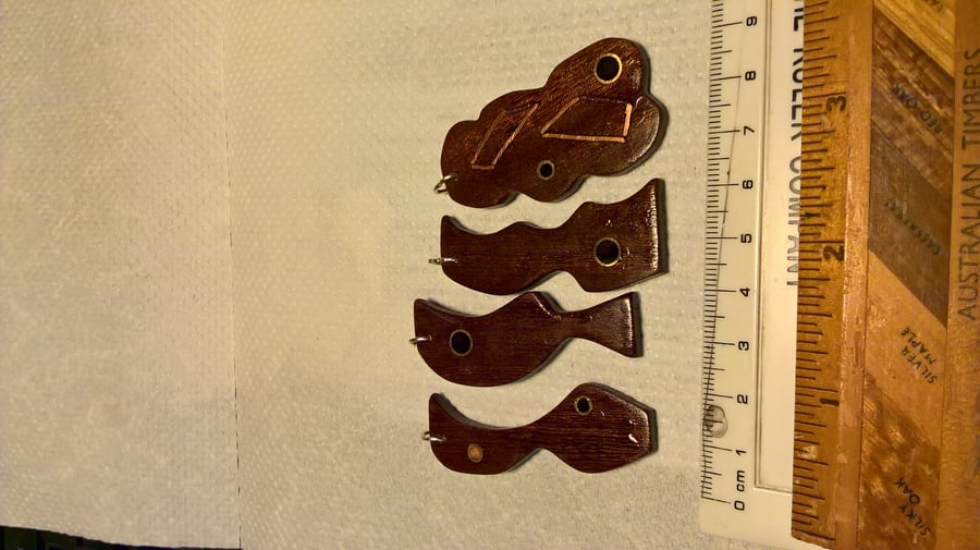wooden pendant set, made from one piece of wood