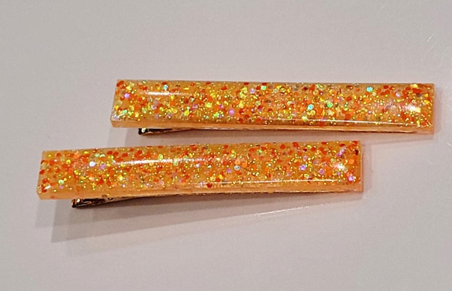 Orange Hair Clips Chunky Glitter Clip Barrette Festival Hairclip Hair Accessorie
