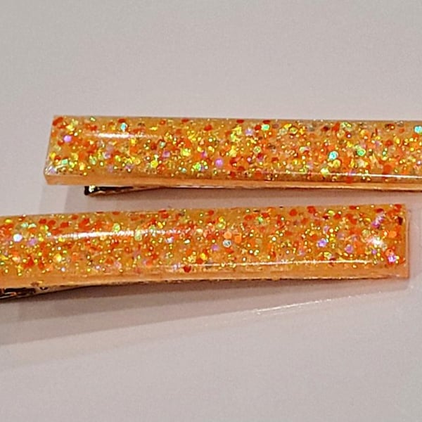 Orange Hair Clips Chunky Glitter Clip Barrette Festival Hairclip Hair Accessorie