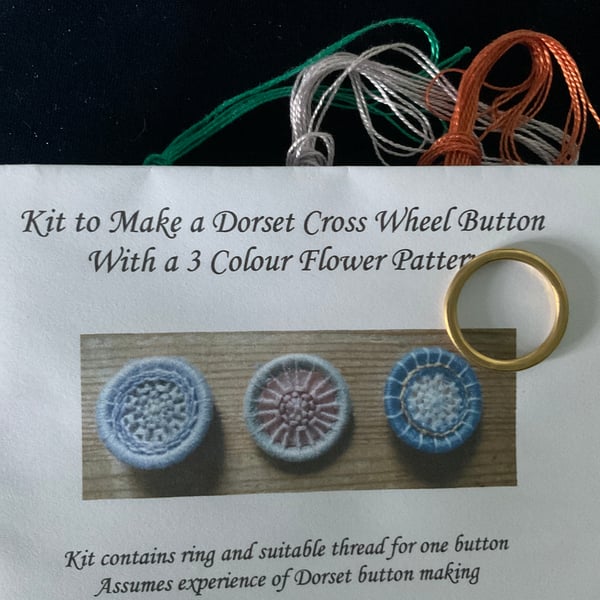 Dorset Button Flower Pattern Kit, Tan, Pale Grey and Jade, F3