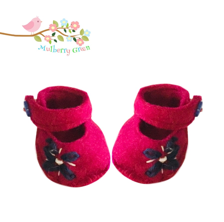 Fuchsia and Navy Mary Jane Shoes