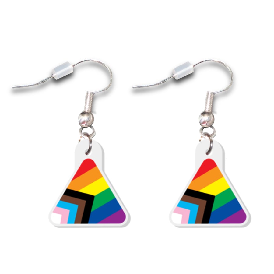 LGBTQ Rainbow Progress Pride Inspired Acrylic Triangle Earrings