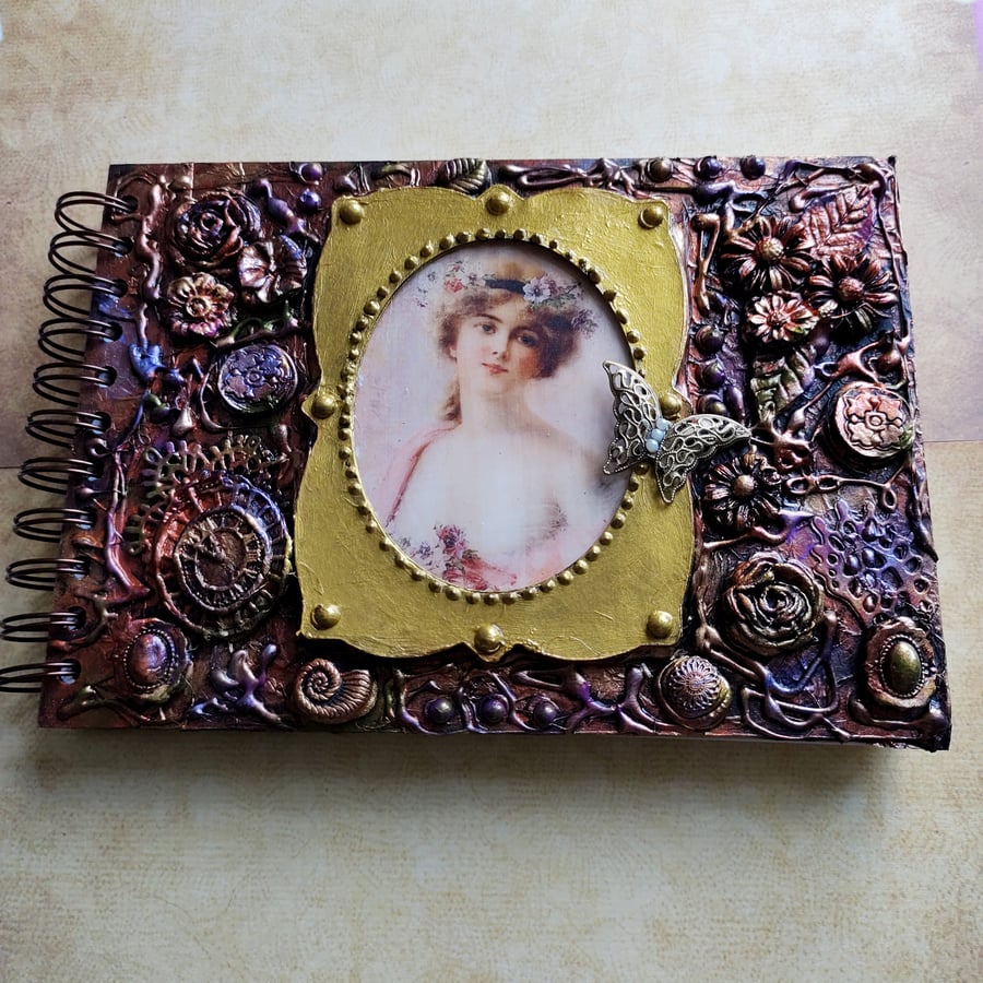 Hand crafted Altered Sketchbook Memory book1800 era Vintage Lady OOAK