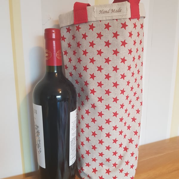 Christmas fabric bottle bag: stars