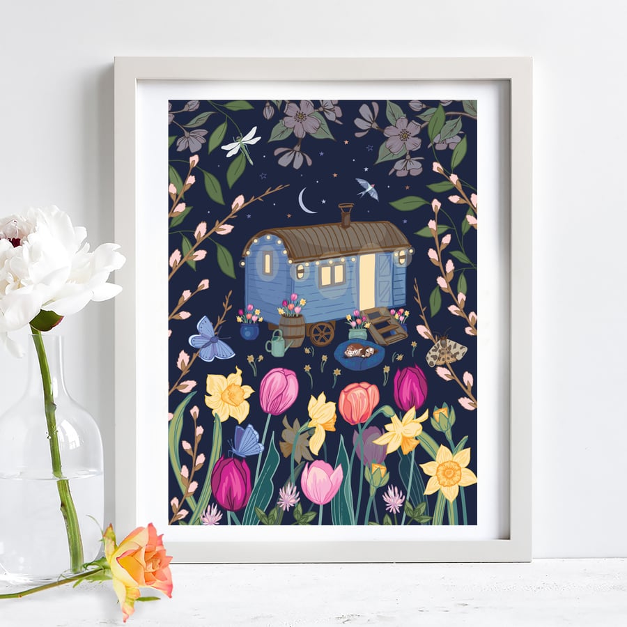 Shepherds Hut In Spring Wall Art Print