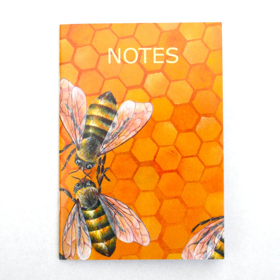 Honeybees mini notebook (A6 sized) with lined paper