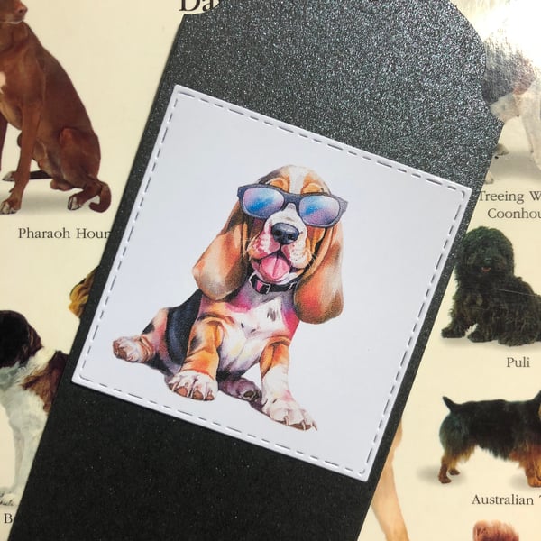 Basset Hound Bookmark: Handmade Dog Gift with Ribbon, Personalisation optional