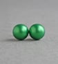 Green Stud Earrings - 8mm Bright Emerald Glass Stud Earrings - Women's Jewellery