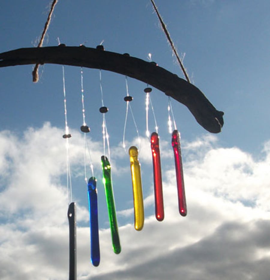 Glass rainbow wind chimes