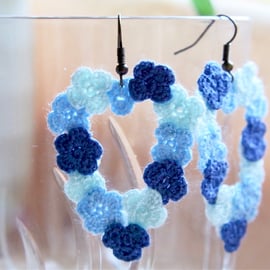 Microcrochet Blue Florals Earrings 
