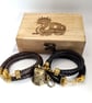 Bikers Gift Box, Bikers Bell Gremlin Bell, and Leather Bracelets Brown and Black