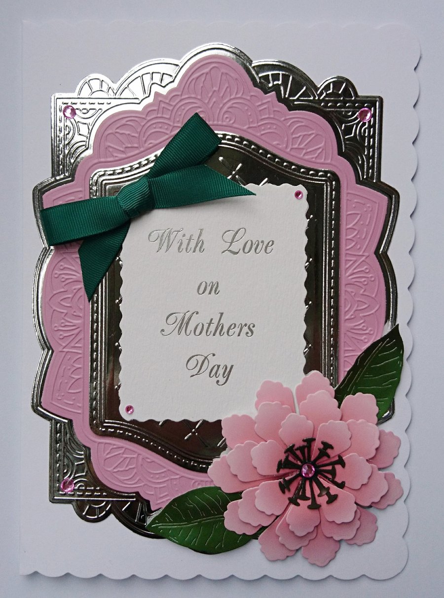 Mother's Day Card With Love on Mother's Day Large Pink Statement Flower
