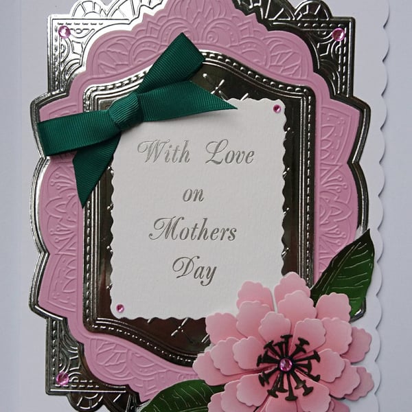 Mother's Day Card With Love on Mother's Day Large Pink Statement Flower