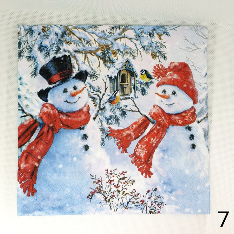 10 Pcs 33cm x 33cm Christmas Snowman Tissue Paper Decoupage