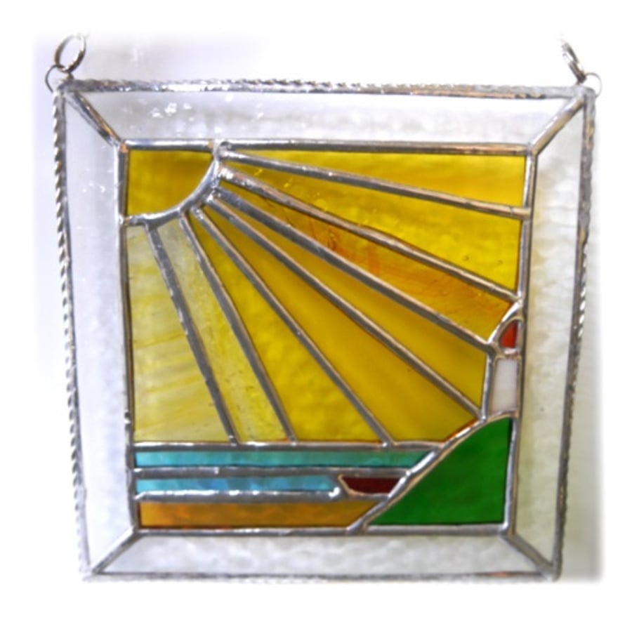 Sunshine Beach Stained Glass Suncatcher Picture Handmade 002