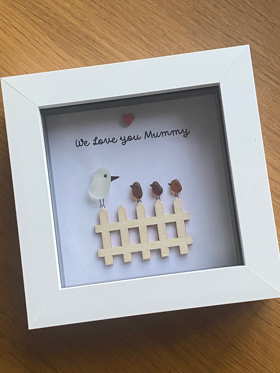 Sea Glass Gift for Mum, Handmade Gift for Mummy, Personalised Sea Glass Frame fo