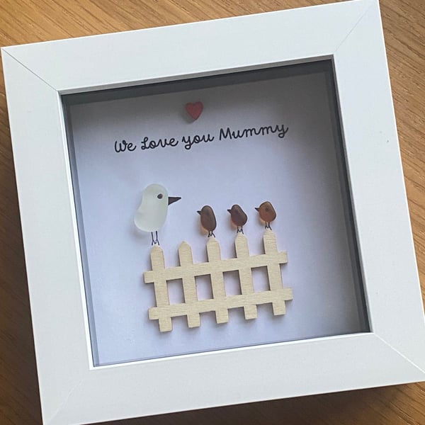 Sea Glass Gift for Mum, Handmade Gift for Mummy, Personalised Sea Glass Frame fo