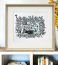 Cat Picnic linocut - Image 3