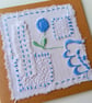Hand Embroidered Card - Created with Upcycled Vintage Fabrics - Image 2