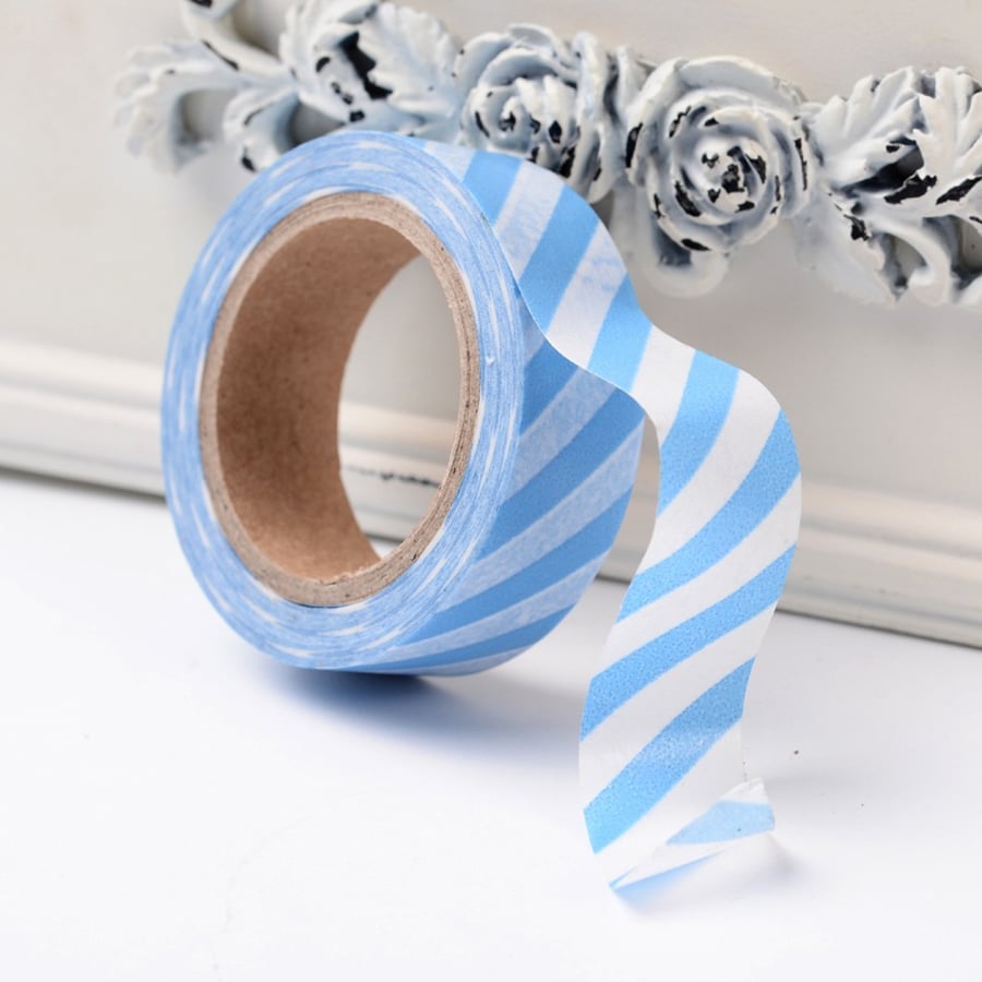 Blue Stripe, Candy stripe, Decorative Washi Tape, Cards, Crafts,Tape 10m