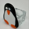 Penguin Hand fused Glass Tea Light holder. (With tea light)