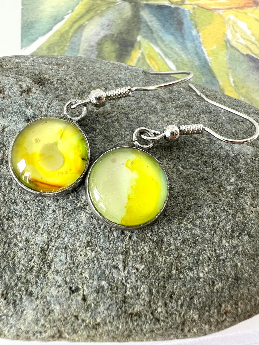Lemon & Green Glass Drop Earrings