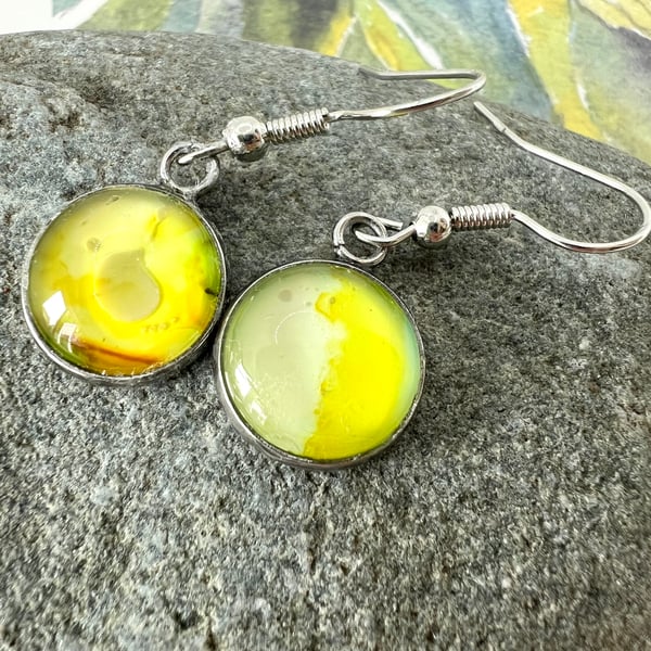 Lemon & Green Glass Drop Earrings