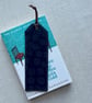 Bookmarks Japanese Fabric Indigo Blue Swirls - Image 3